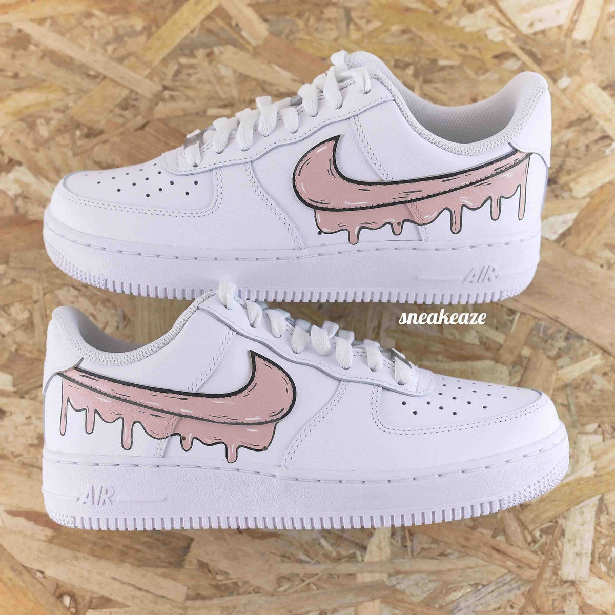 Custom Air Force 1 cartoon blue sketch Drip color flowing effect unisex sneakers