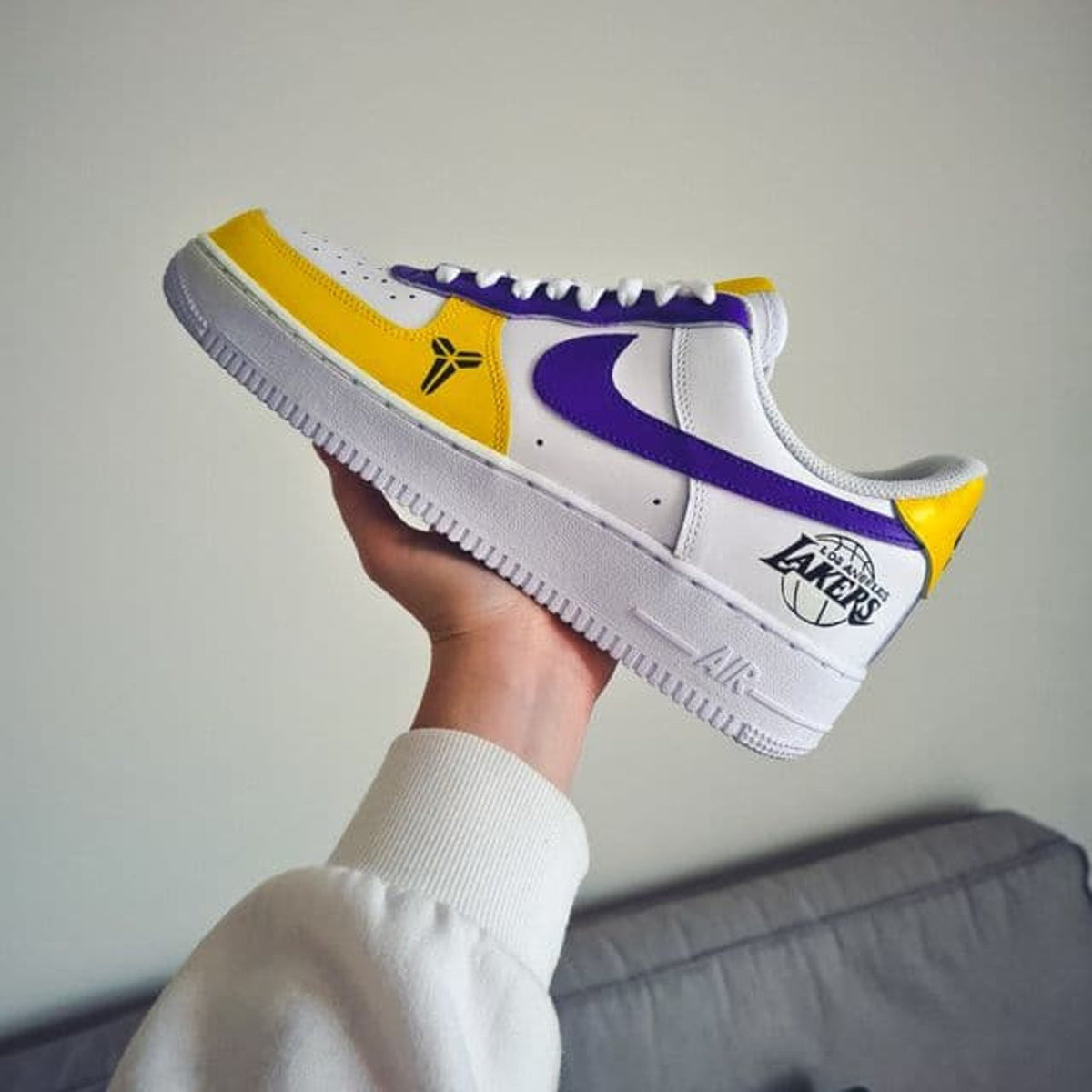 Custome Kobe Bryant Air Force 1 ,Men's Trendy Basketball Shoes, Comfy Sneakers For Men's, Purple and gold sneaker, Kobe 6,8, 24