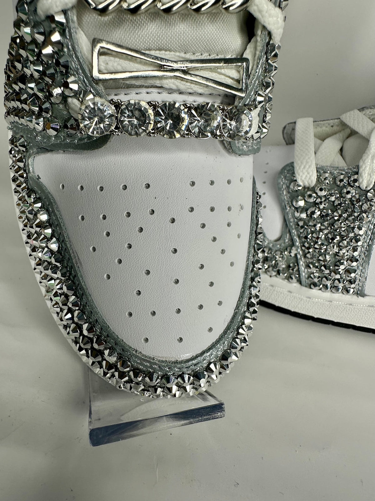 Silver Rhinestone Jordan 1, Custom bling Sneakers, Bedazzled Nikes