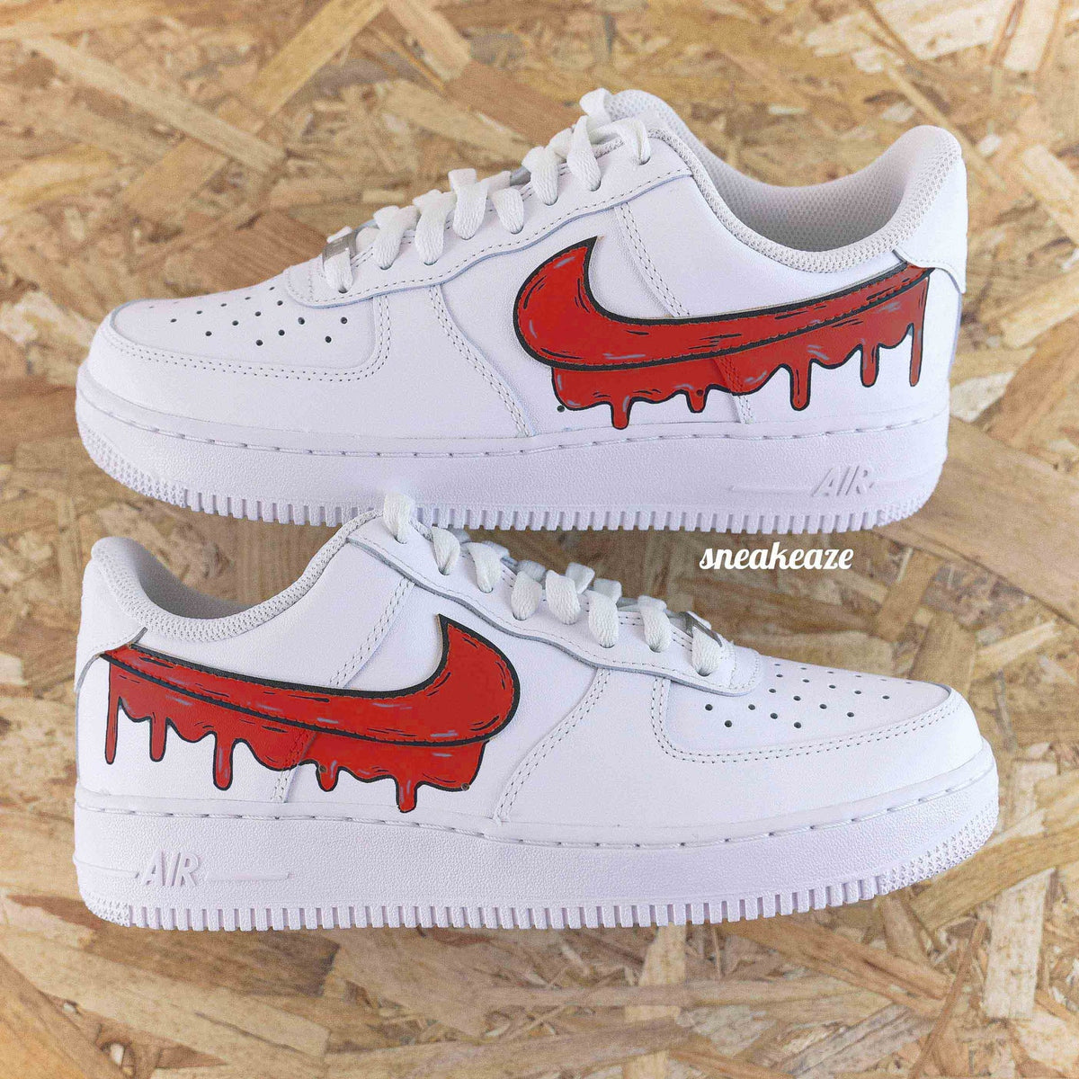 Custom Air Force 1 cartoon blue sketch Drip color flowing effect unisex sneakers