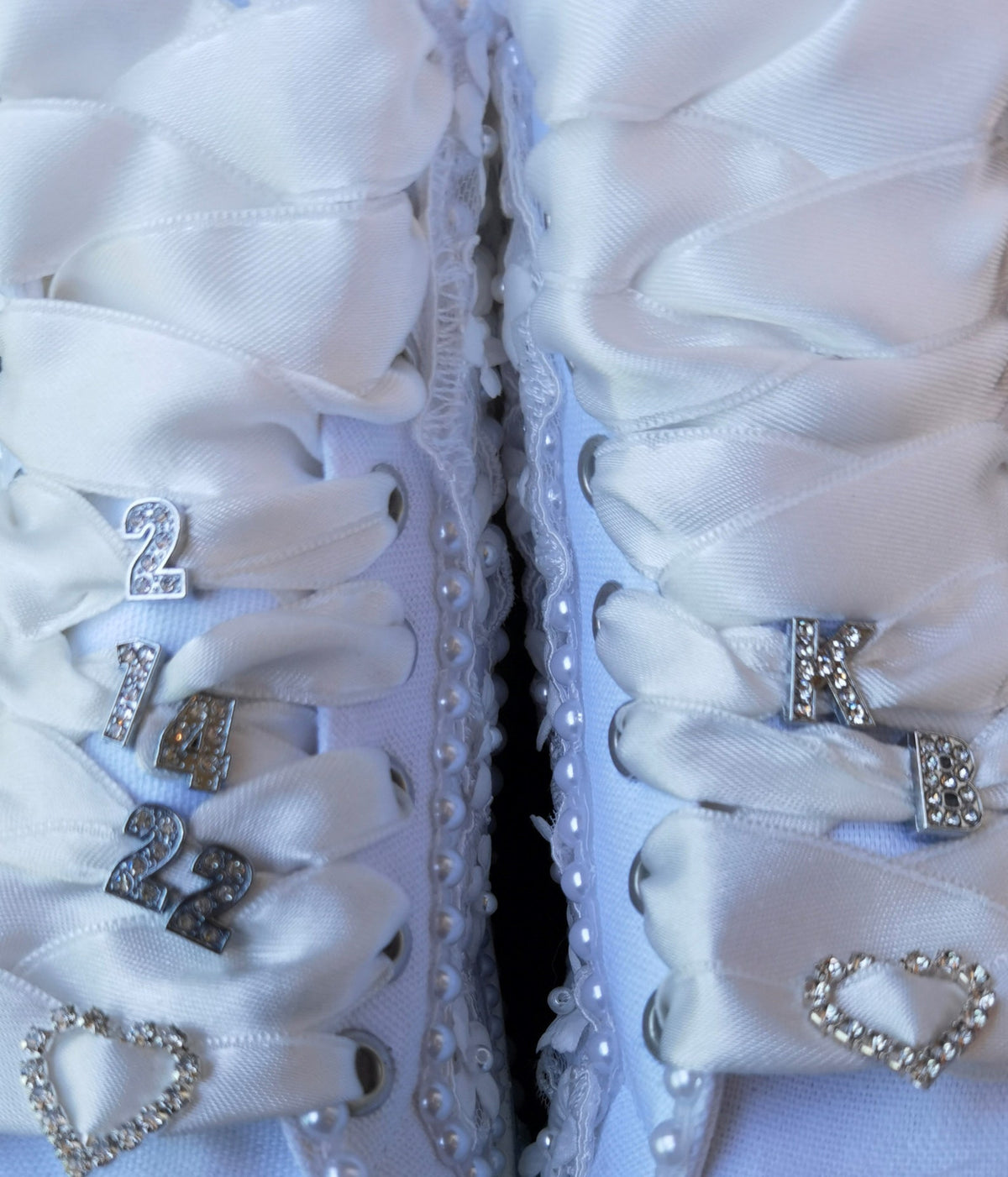 Personalized Bridal Sneakers, Pearl & Glitter Wedding Shoes