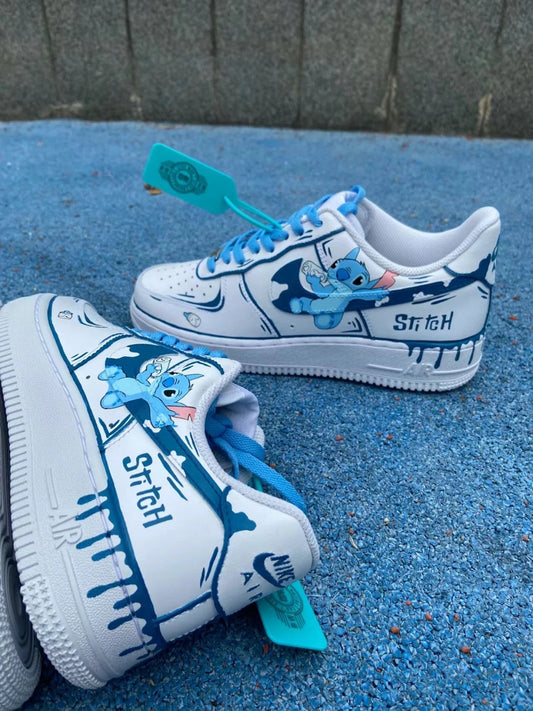 Hand Painted Stitch Air Force 1 Custom Cartoon Sneakers AF1 white personalized gift design wedding fashion trainers anime shoes