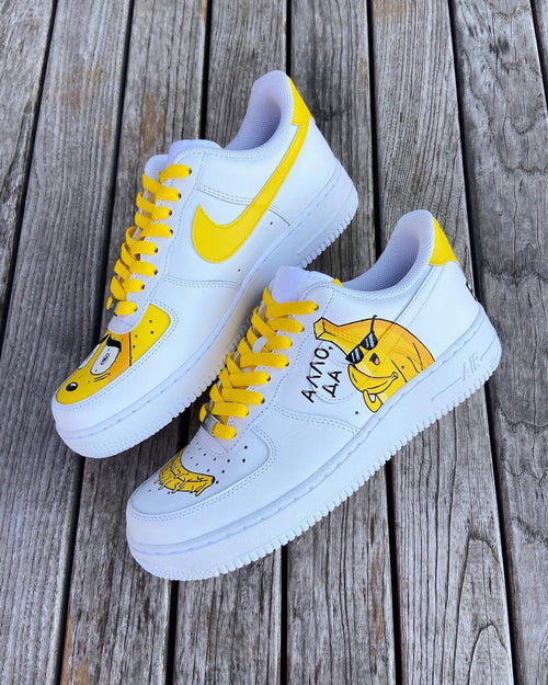 Custom Hand-Painted Air Force 1 Sneakers: Cartoon Banana Design