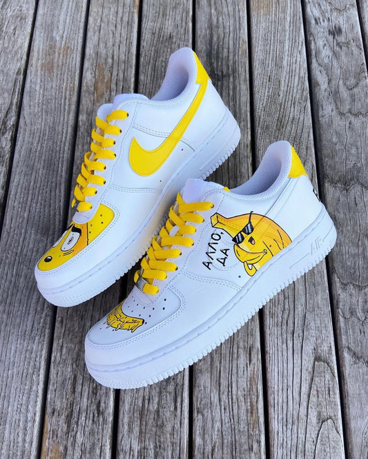 Custom Hand-Painted Air Force 1 Sneakers: Cartoon Banana Design