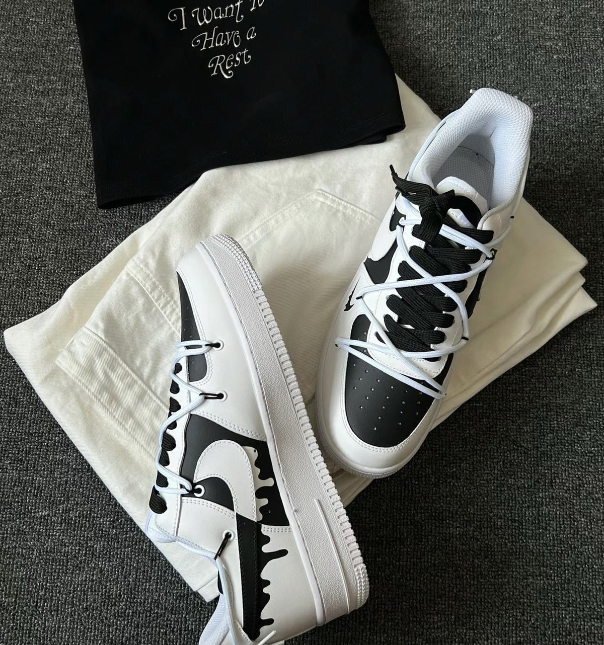 Custom Hand-Painted Air Force 1 Sneakers: Street Style Anime Shoes