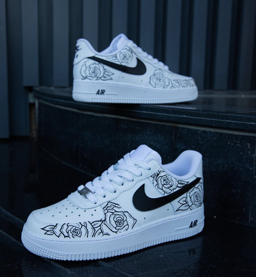 Hand Painted Air Force 1 AF1 Sneakers Rose Cartoon shoes personalized gift design white fashion trainers