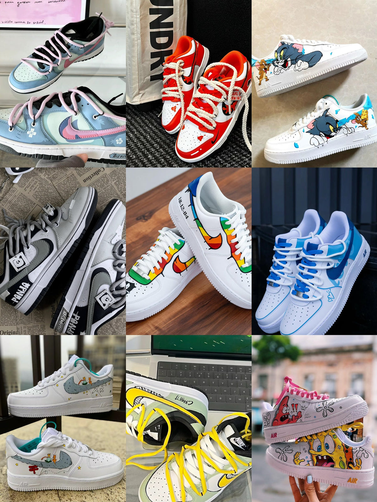 Hand Painted Air Force 1 Sneakers: Custom Anime Shoes white personalized gift design wedding fashion trainers