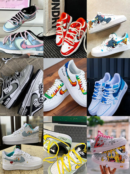 Hand Painted Air Force 1 Sneakers: Custom Anime Shoes white personalized gift design wedding fashion trainers