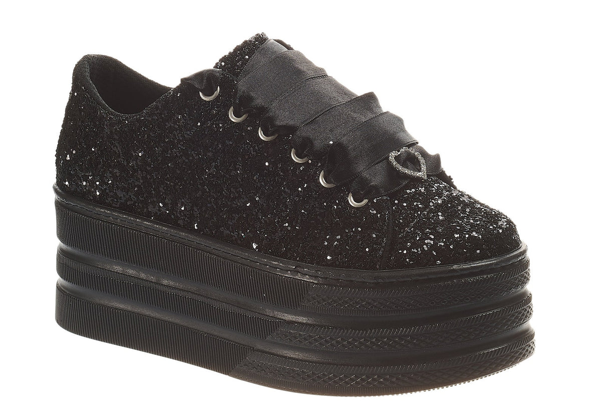 Black Glitter Wedding Sneakers | Personalized Platform Shoes