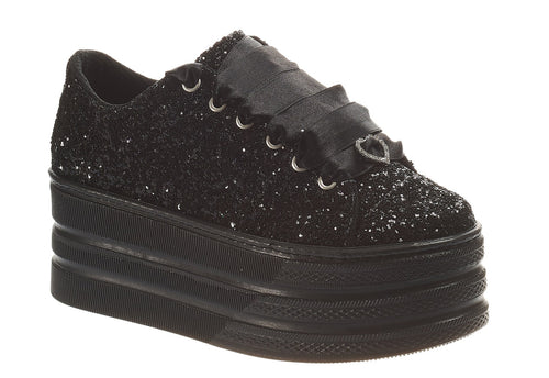 Black Glitter Wedding Sneakers | Personalized Platform Shoes