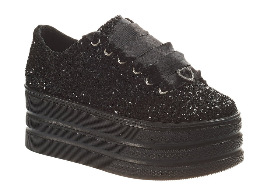 Black Glitter Wedding Sneakers | Personalized Platform Shoes
