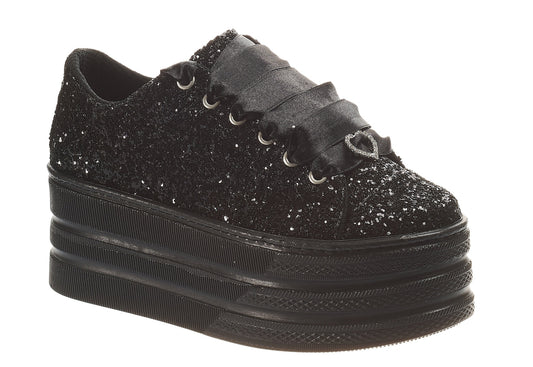Black Glitter Wedding Sneakers | Personalized Platform Shoes