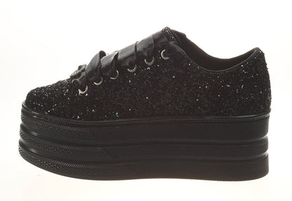Black Glitter Wedding Sneakers | Personalized Platform Shoes