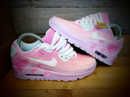 Custom Painted Air Max 90/Sneakers/Shoes/Kicks/Premium/Personalised/Hearts