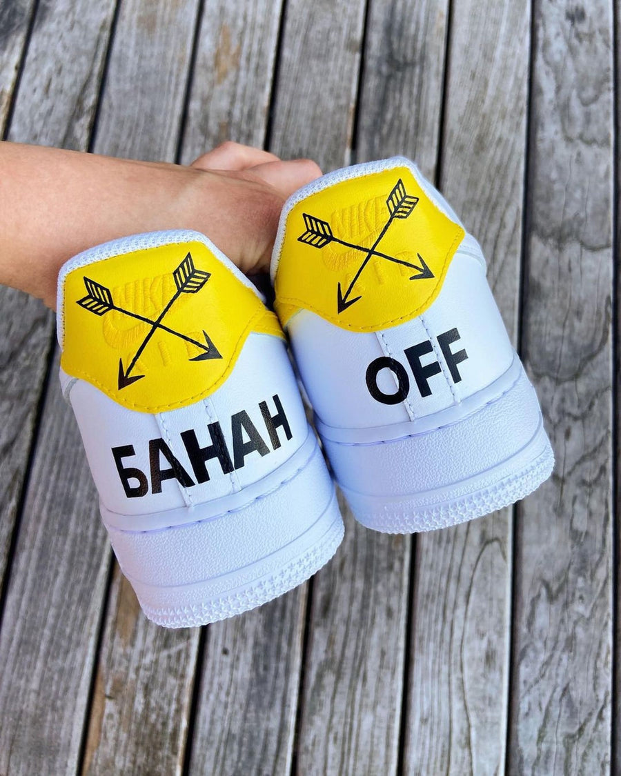 Custom Hand-Painted Air Force 1 Sneakers: Cartoon Banana Design