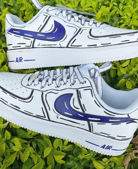 Hand Painted Air Force 1 Sneakers: Custom 2D Comic Shoes AF1 white personalized gift design wedding fashion trainers anime shoes