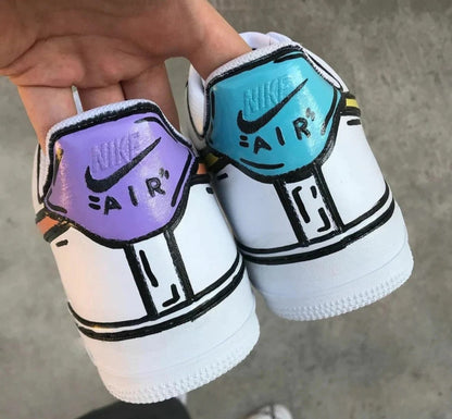 Custom Hand-Painted Air Force 1 Sneakers: 2D Comic Style