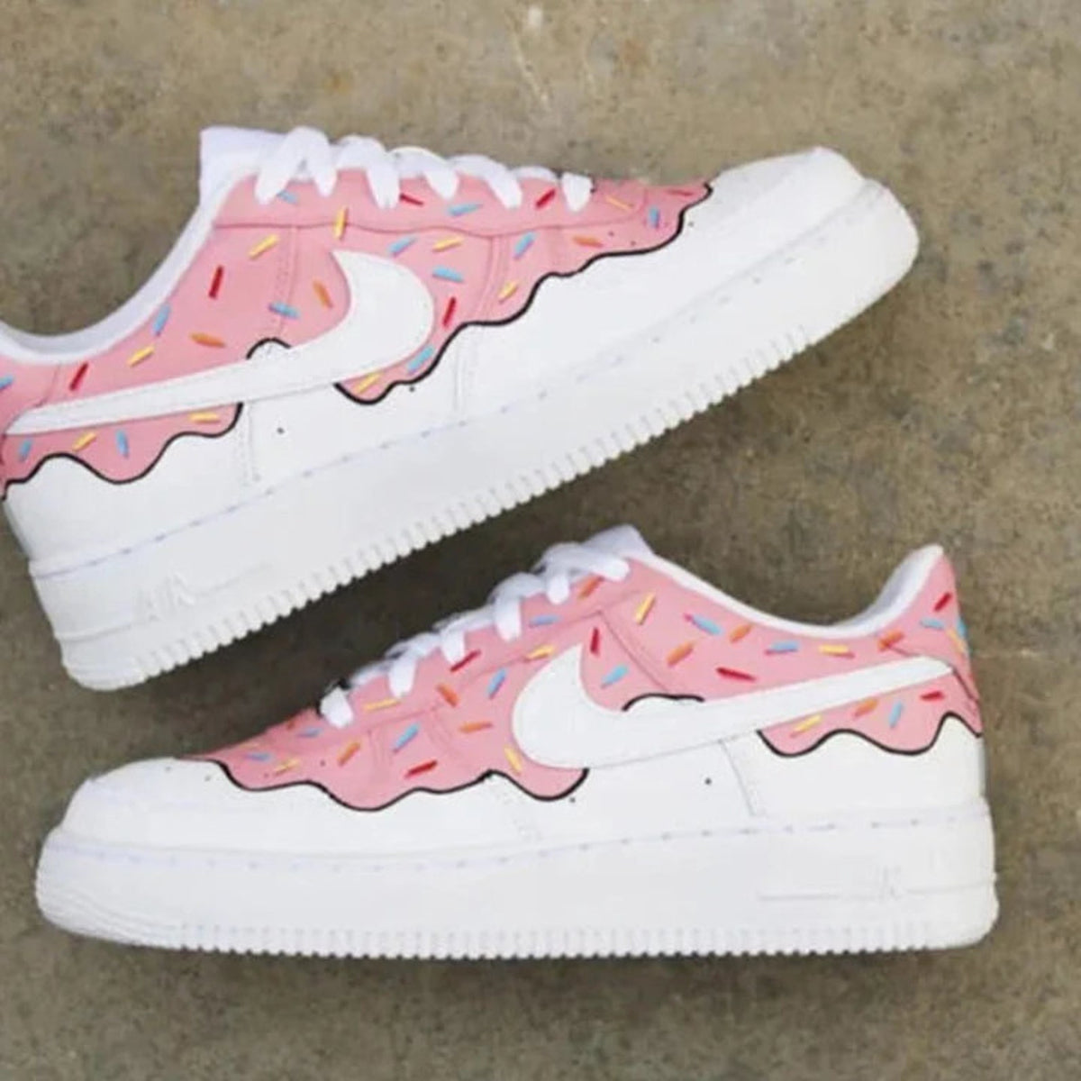 Custom Hand-Painted Air Force 1 Sneakers: Donut Design