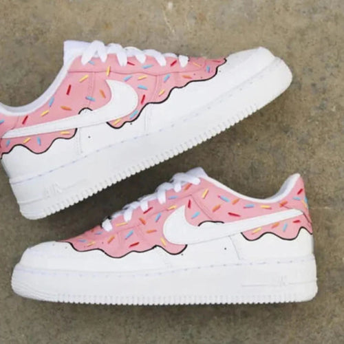 Custom Hand-Painted Air Force 1 Sneakers: Donut Design