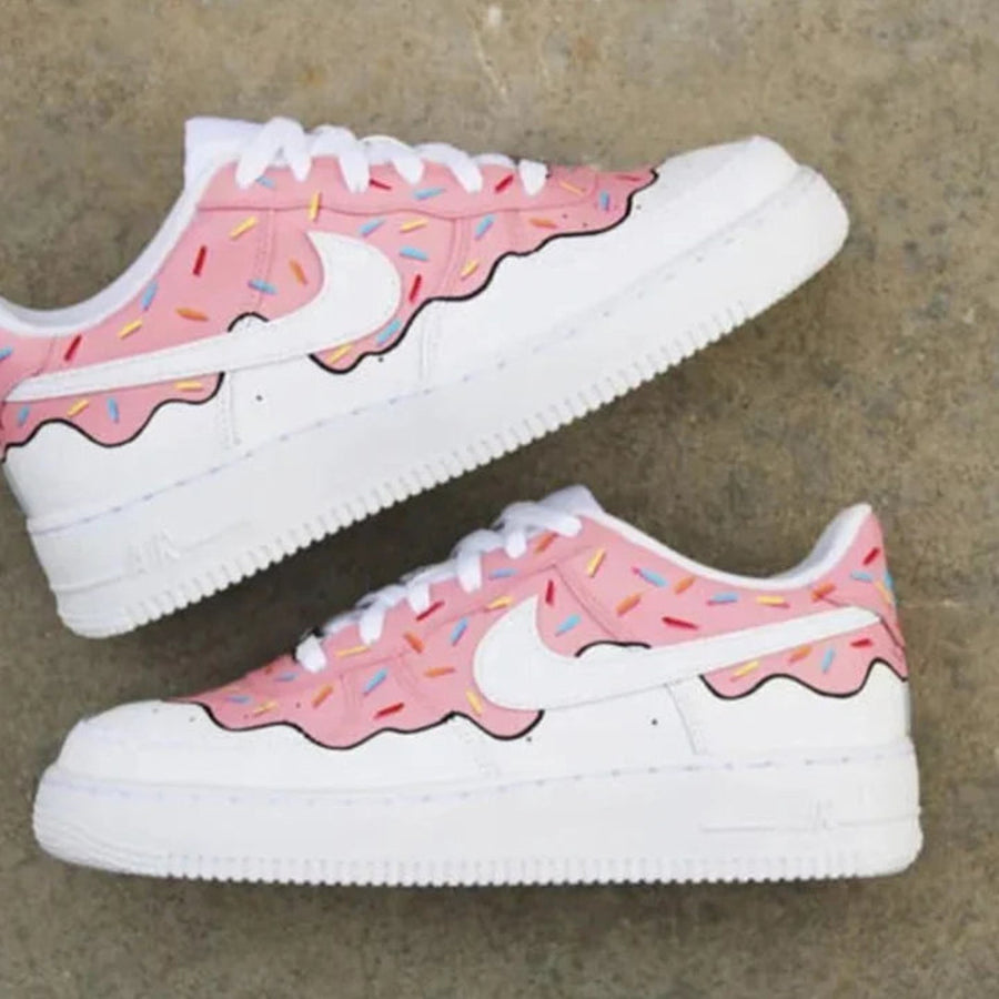 Custom Hand-Painted Air Force 1 Sneakers: Donut Design