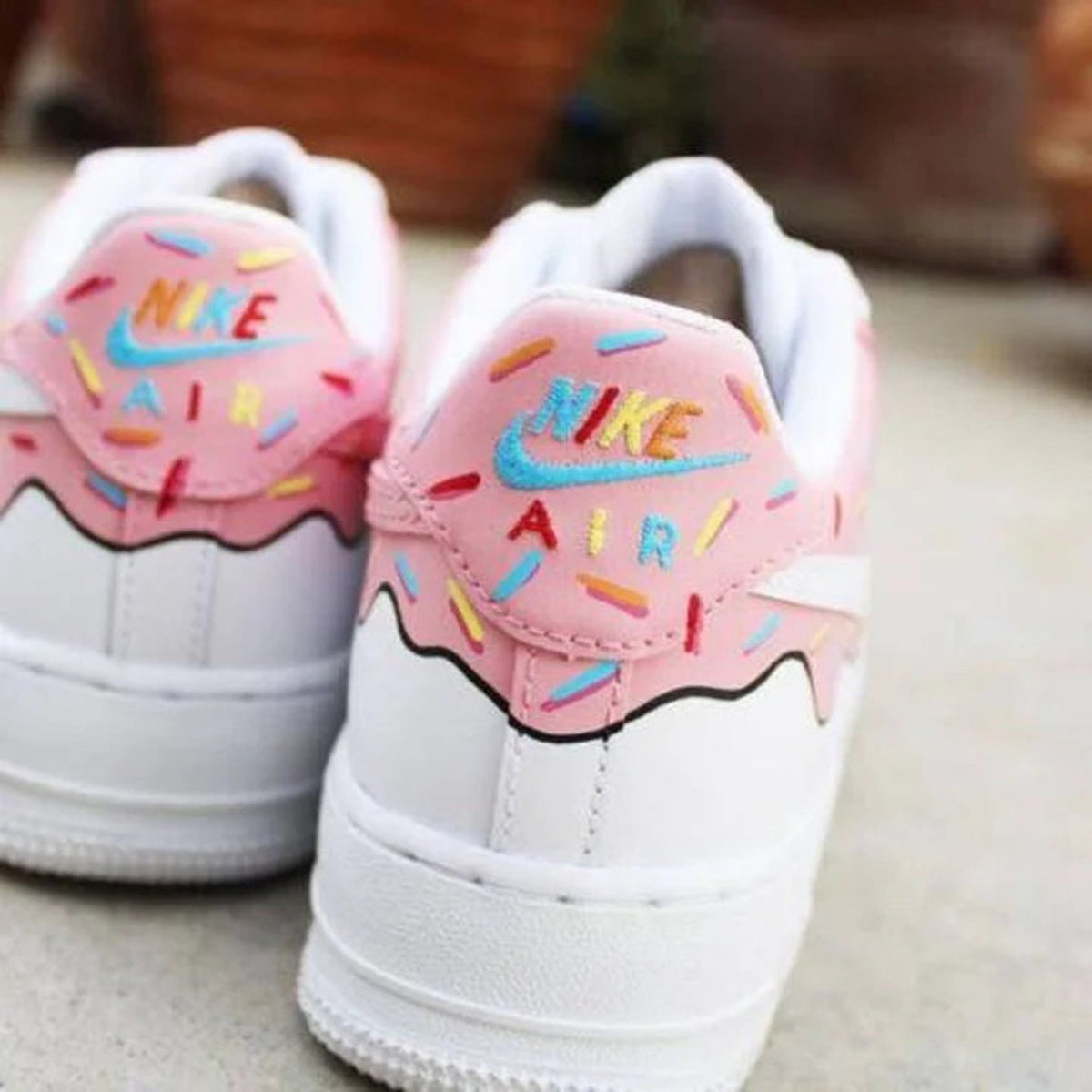 Custom Hand-Painted Air Force 1 Sneakers: Donut Design