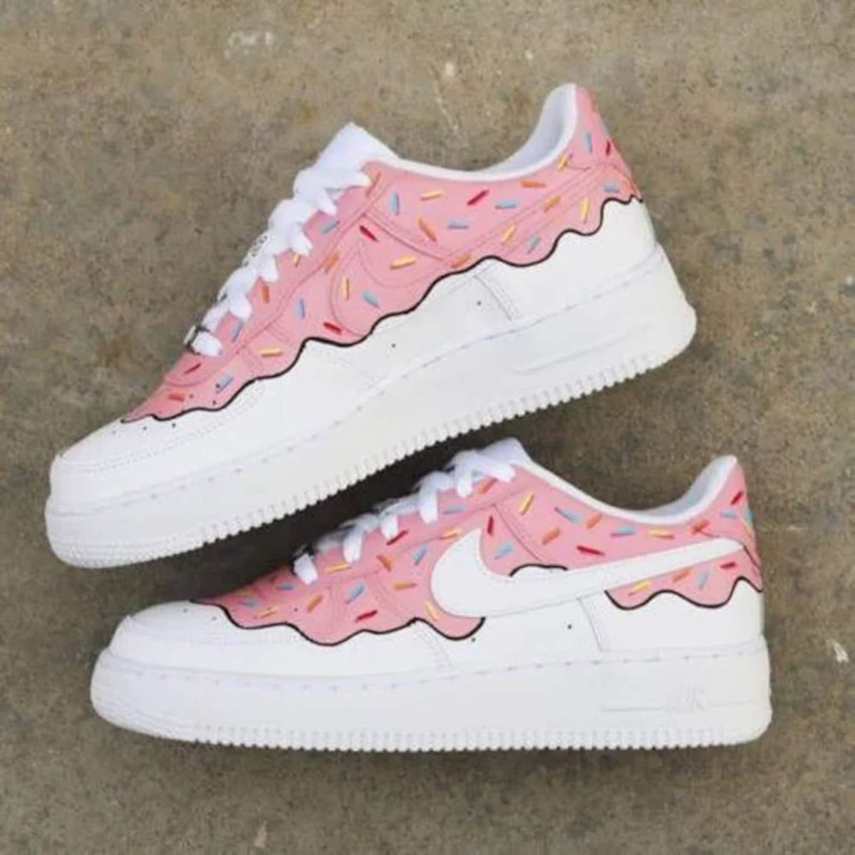Custom Hand-Painted Air Force 1 Sneakers: Donut Design