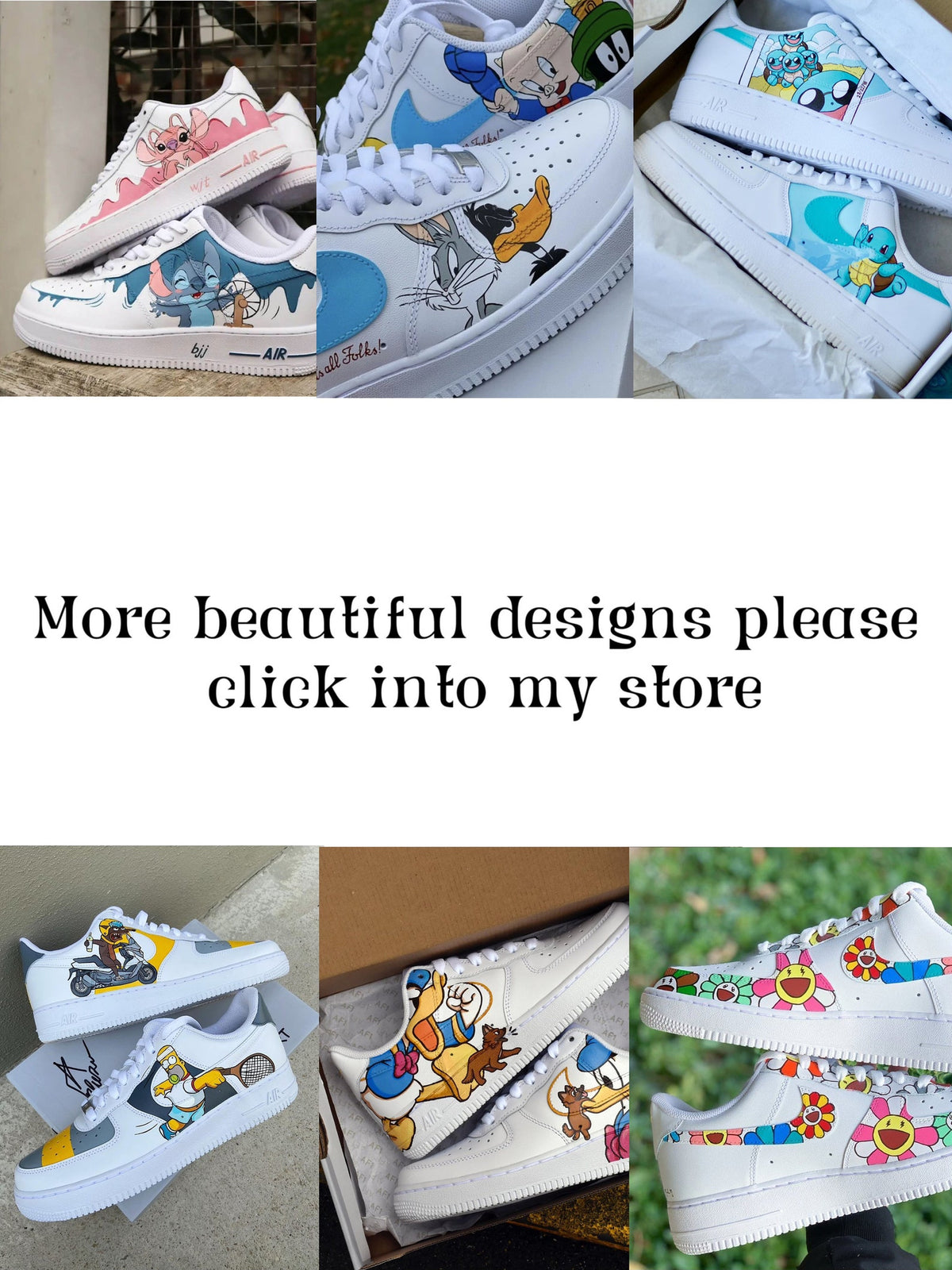 Hand Painted Air Force 1 Sneakers: Custom Anime Shoes white personalized gift design wedding fashion trainers