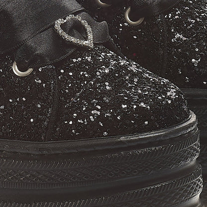 Black Glitter Wedding Sneakers | Personalized Platform Shoes