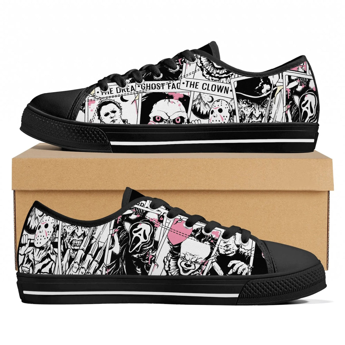Horror Characters Women Shoes, All-Over Print Halloween Costume, Halloween Gift for Movie & Book Lovers