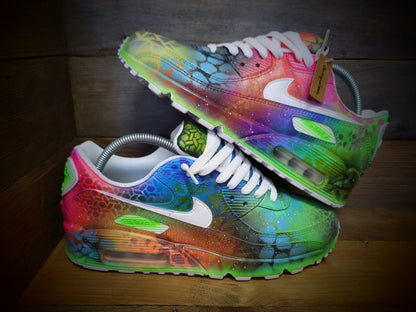 Custom Painted Air Max 90/Sneakers/Shoes/Kicks/Premium/Personalised/Neon Graffiti
