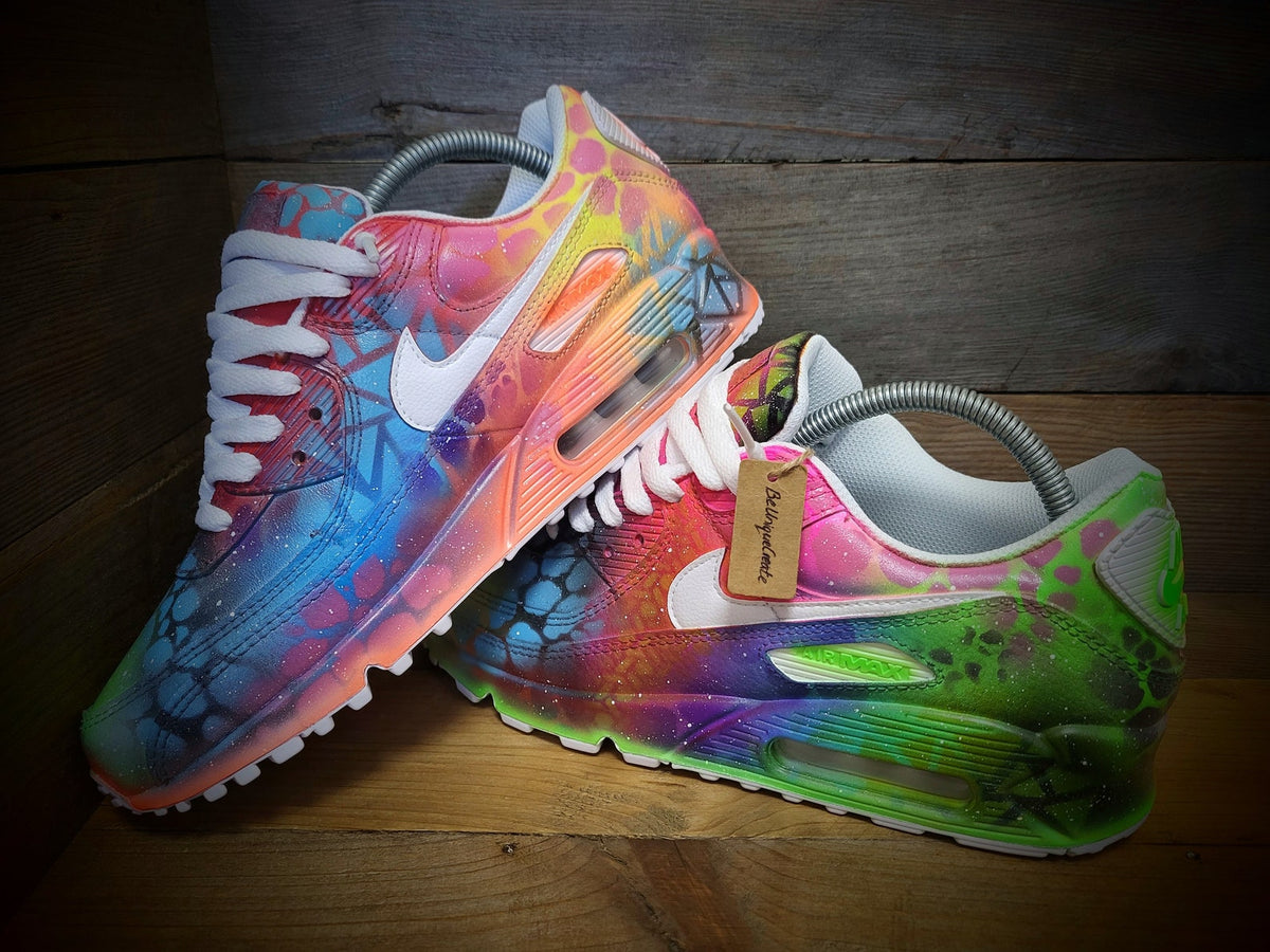 Custom Painted Air Max 90/Sneakers/Shoes/Kicks/Premium/Personalised/Neon Graffiti