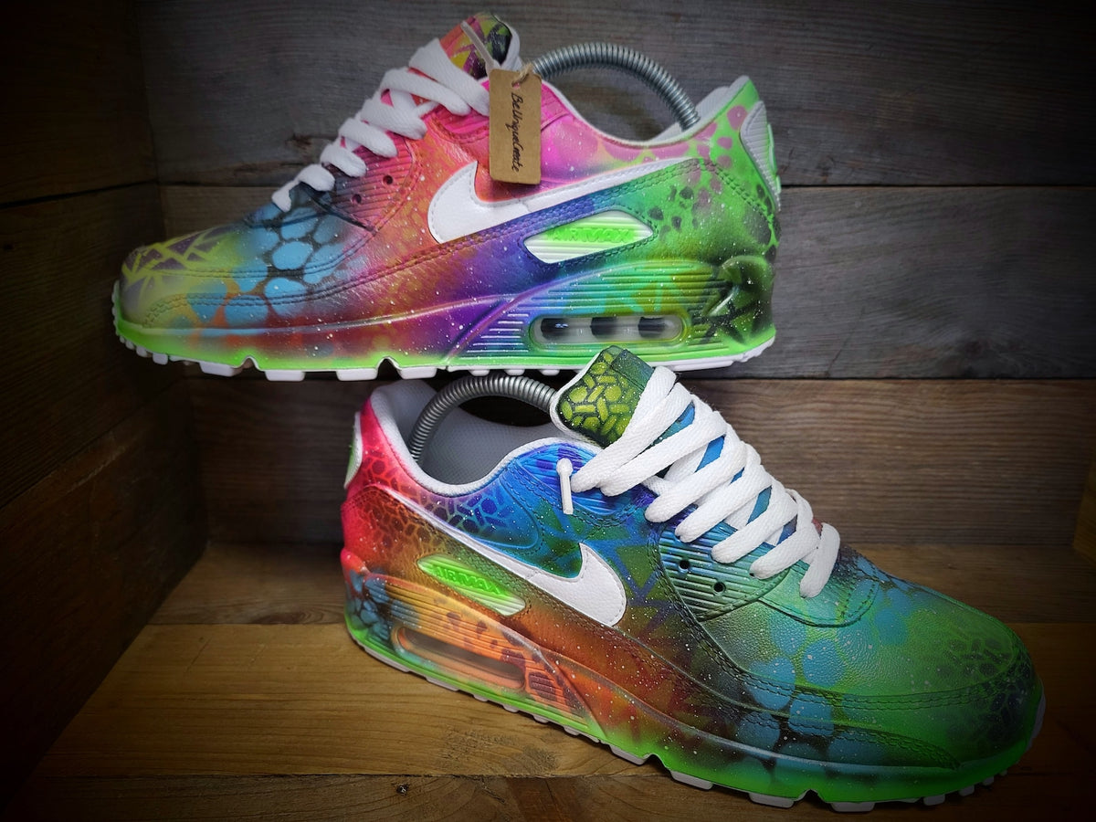 Custom Painted Air Max 90/Sneakers/Shoes/Kicks/Premium/Personalised/Neon Graffiti