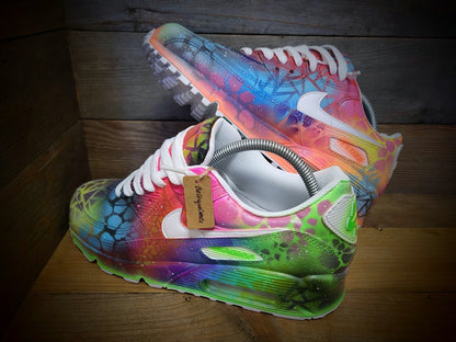Custom Painted Air Max 90/Sneakers/Shoes/Kicks/Premium/Personalised/Neon Graffiti