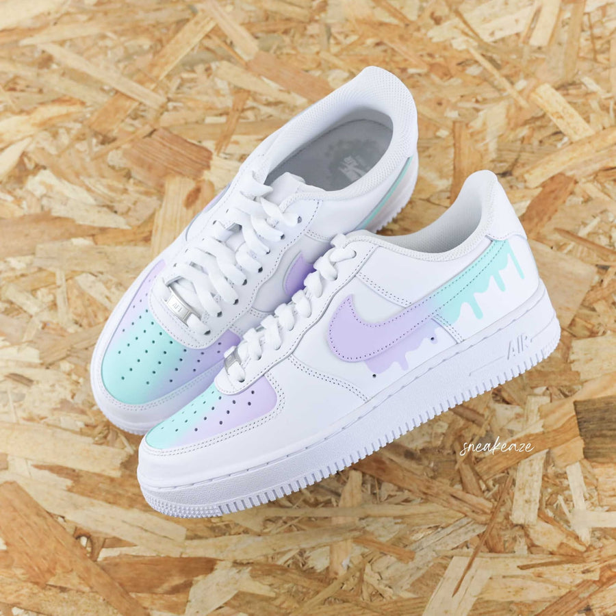 Custom Air Force 1 Drip pastel sneakers flowing effect pastel color unisex