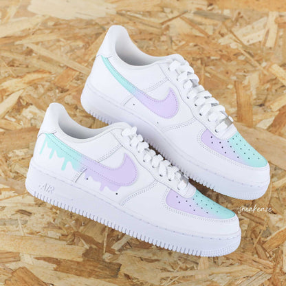 Custom Air Force 1 Drip pastel sneakers flowing effect pastel color unisex