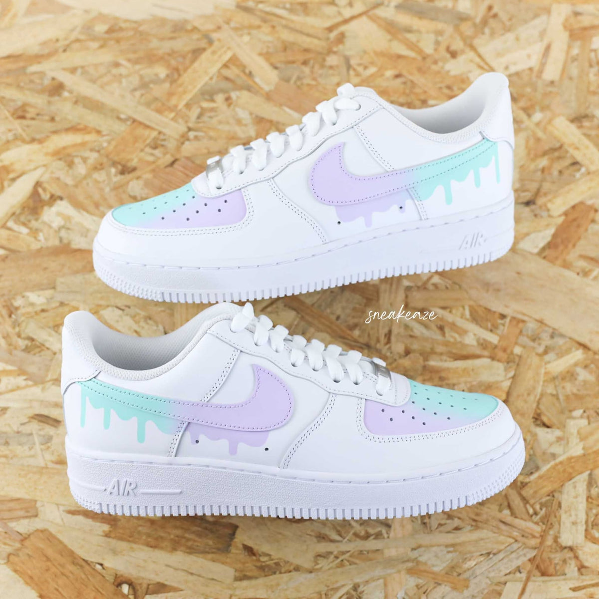 Custom Air Force 1 Drip pastel sneakers flowing effect pastel color unisex