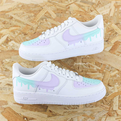 Custom Air Force 1 Drip pastel sneakers flowing effect pastel color unisex