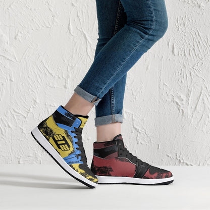 Deadpool and WolverineInspired High-Top Leather Sneakers - Black