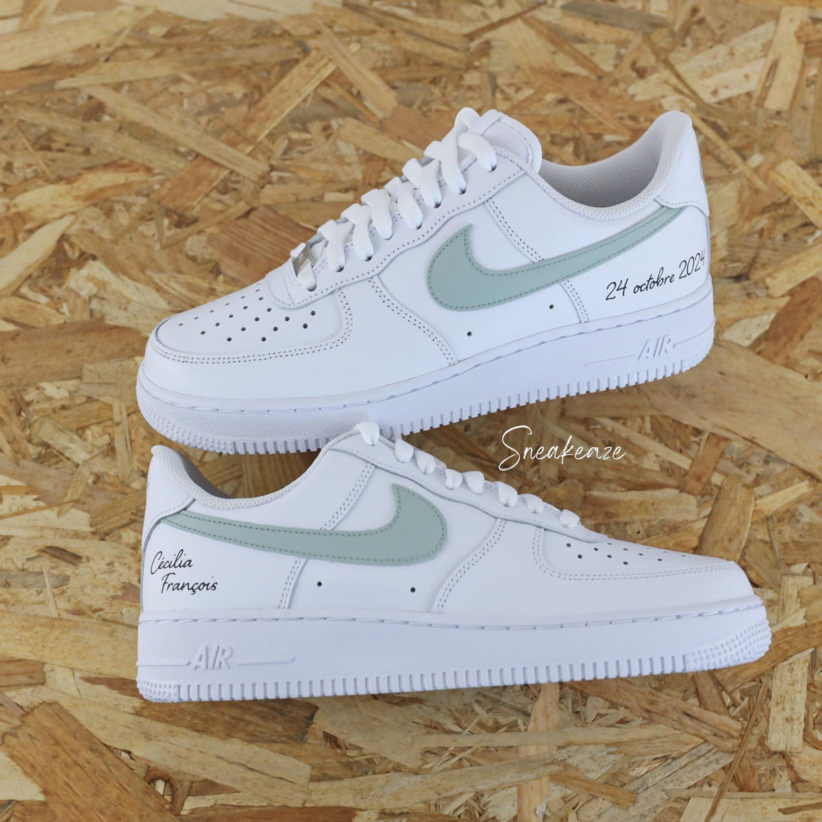 WEDDING - Hand-customized sneakers - Air Force 1 Custom - Wedding personalization with names and date, swoosh color of your choice, unisex