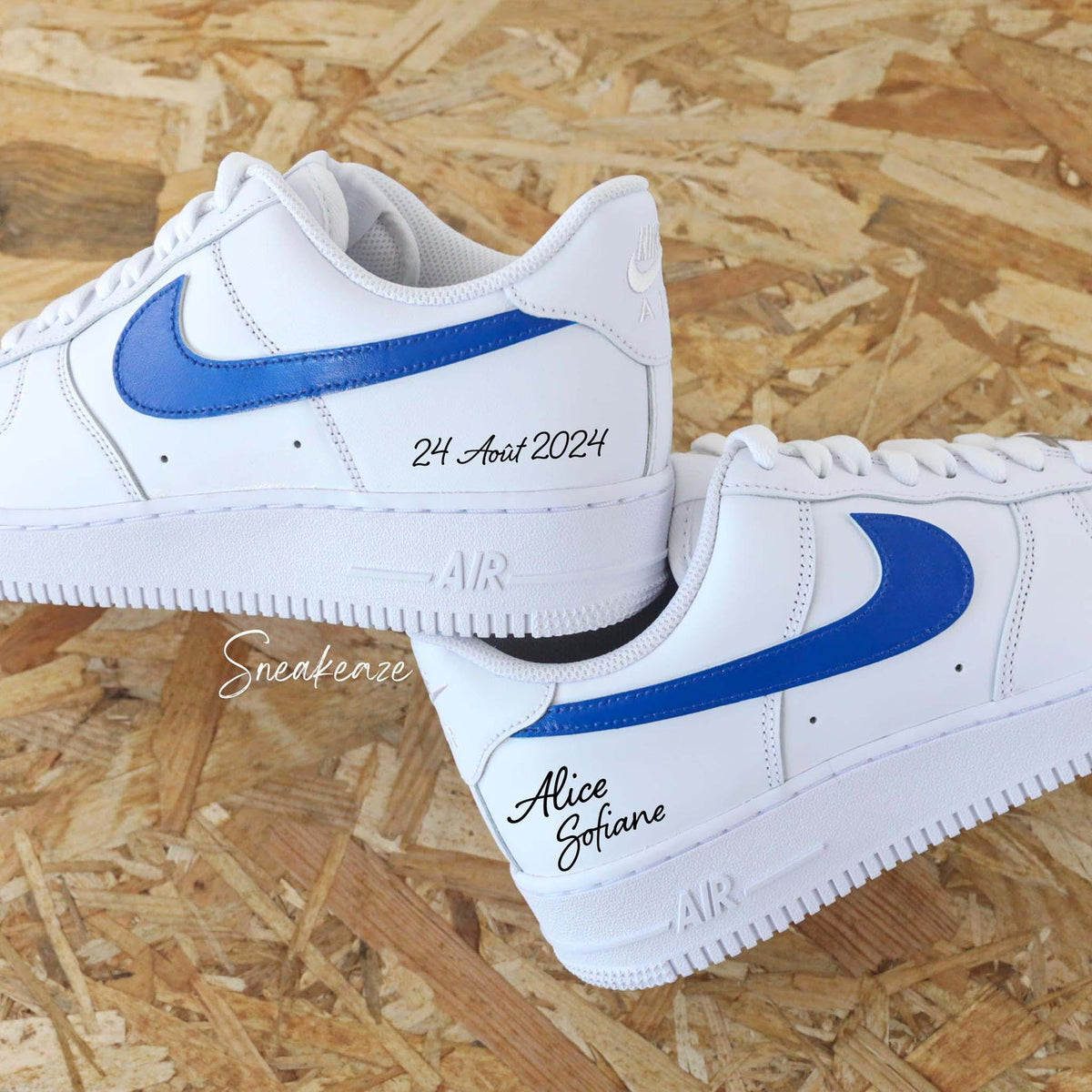 WEDDING - Hand-customized sneakers - Air Force 1 Custom - Wedding personalization with names and date, swoosh color of your choice, unisex