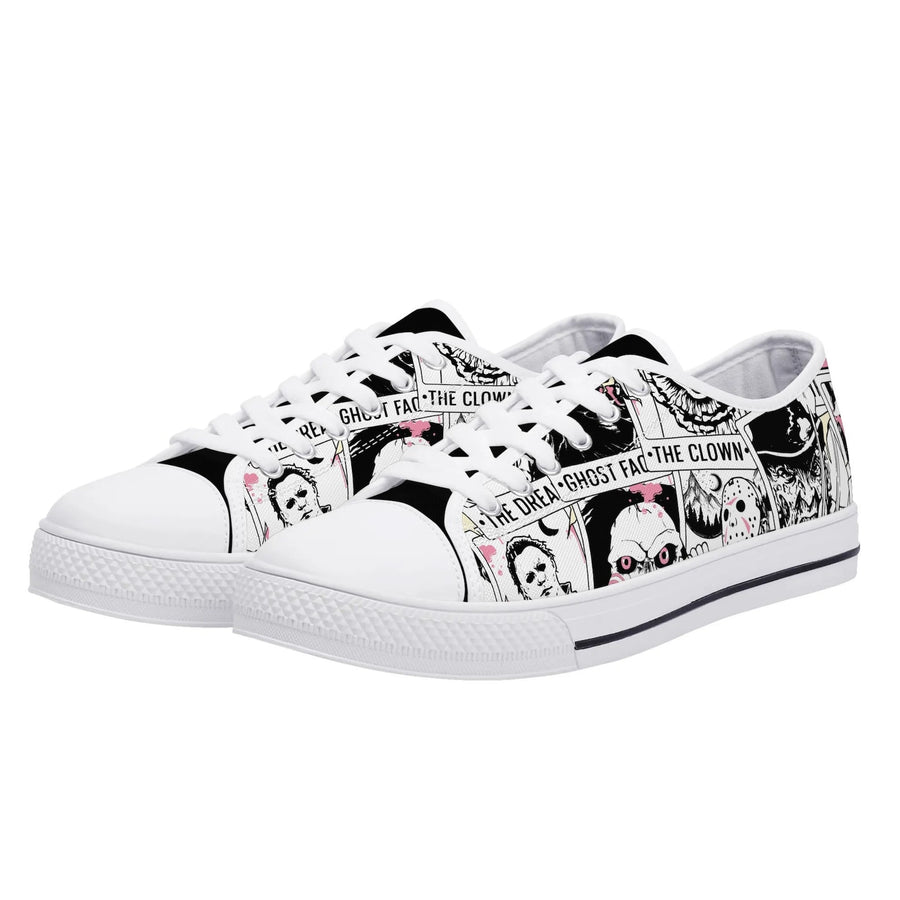 Horror Characters Women Shoes – All-Over Print Halloween Costume – Halloween Gift for Movie & Book Lovers