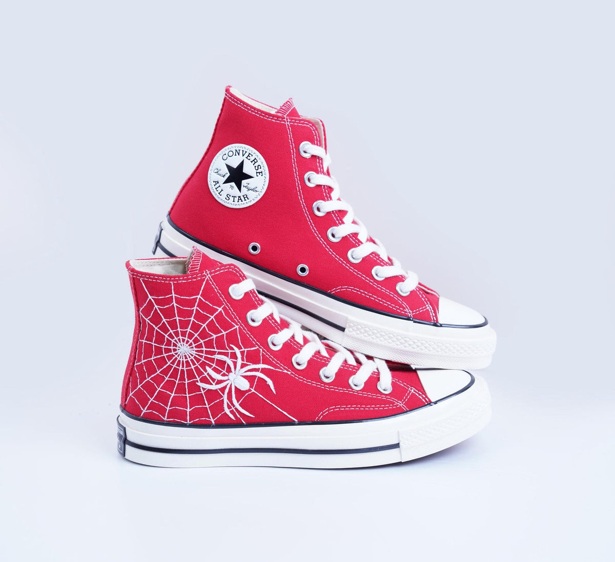 Custom Embroidered Converse: Spiderweb Halloween Sneakers
