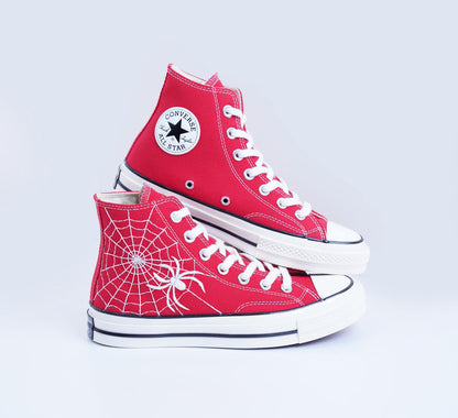 Custom Embroidered Converse: Spiderweb Halloween Sneakers