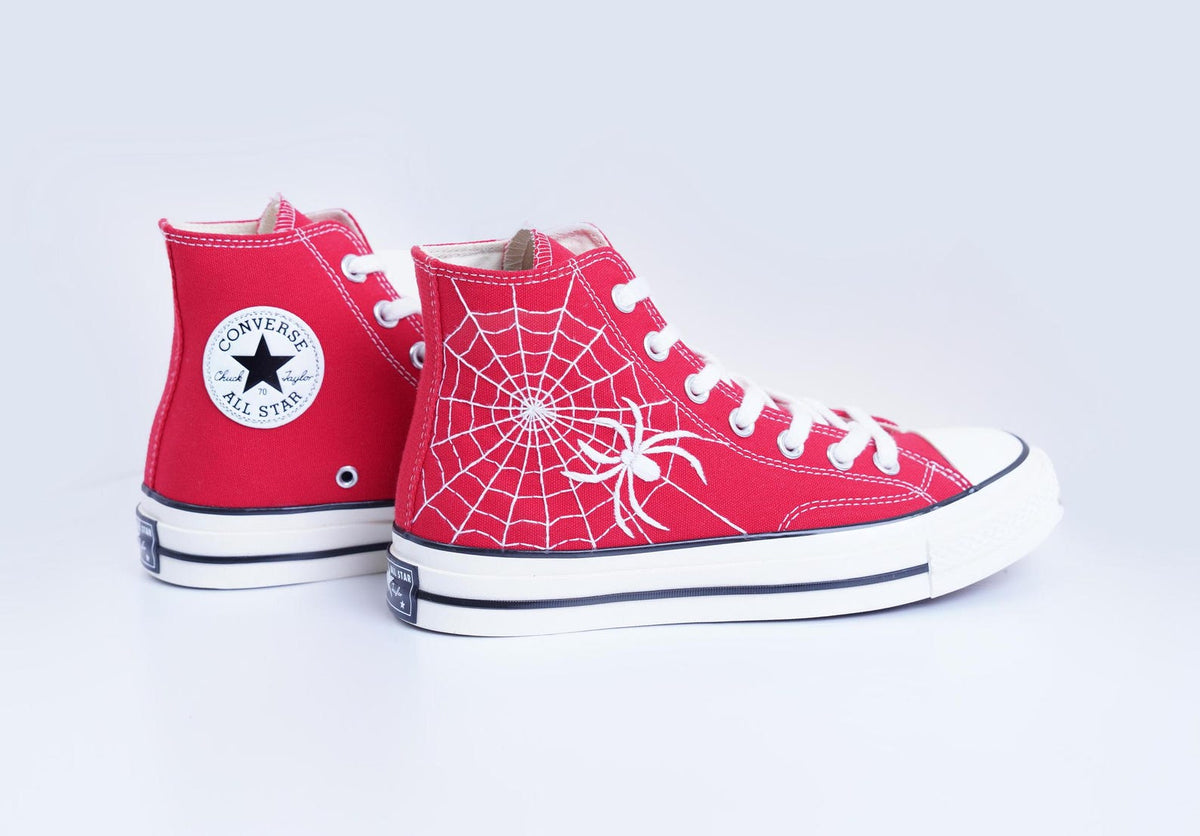 Custom Embroidered Converse: Spiderweb Halloween Sneakers