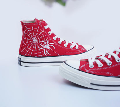 Custom Embroidered Converse: Spiderweb Halloween Sneakers