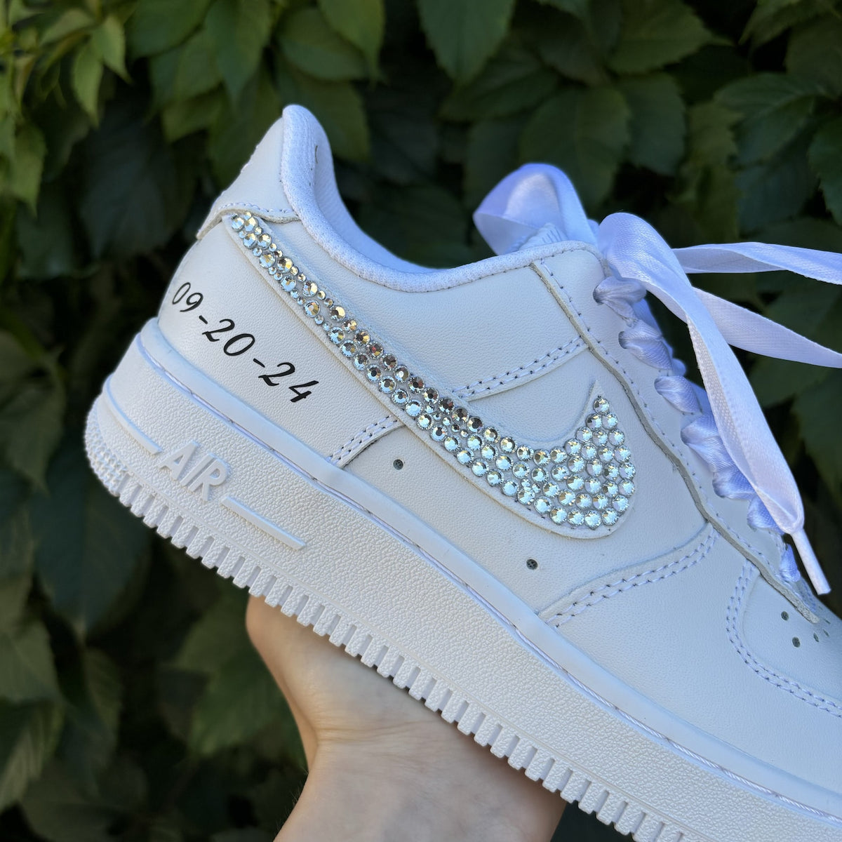 Personalized Rhinestone Sneakers For The Bride / Pearl Crystal Bridal Shoes / Prom, graduation Air Force 1