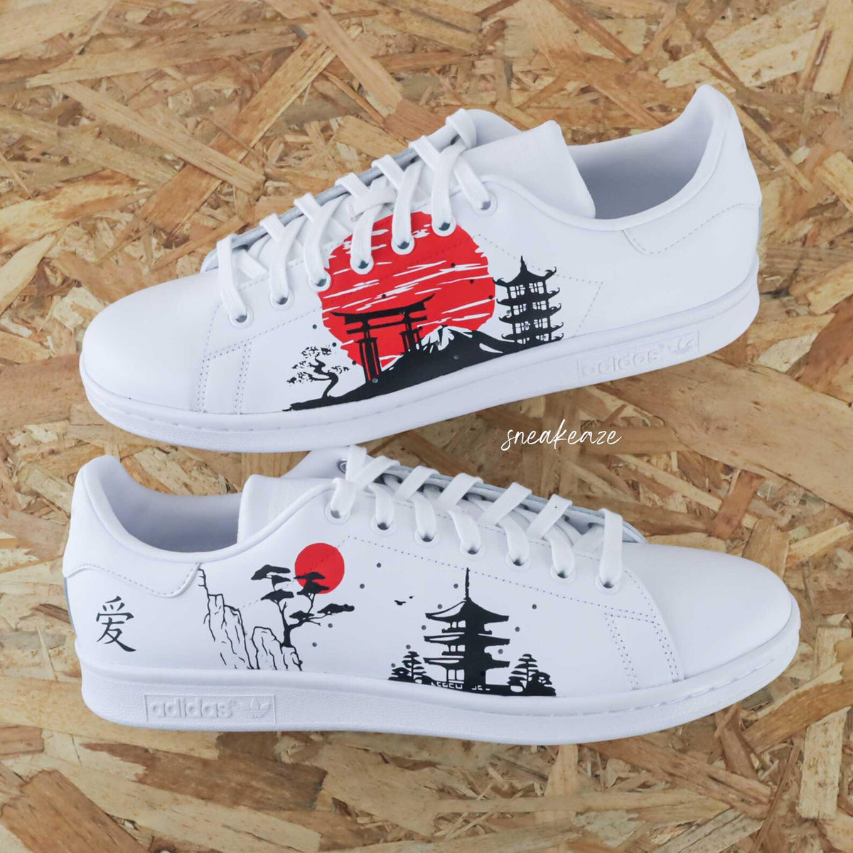Custom Stan Smith - Custom Shoes - Hand Painted - Traditional Japanese Design Custom Kicks Japan