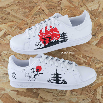 Custom Stan Smith - Custom Shoes - Hand Painted - Traditional Japanese Design Custom Kicks Japan