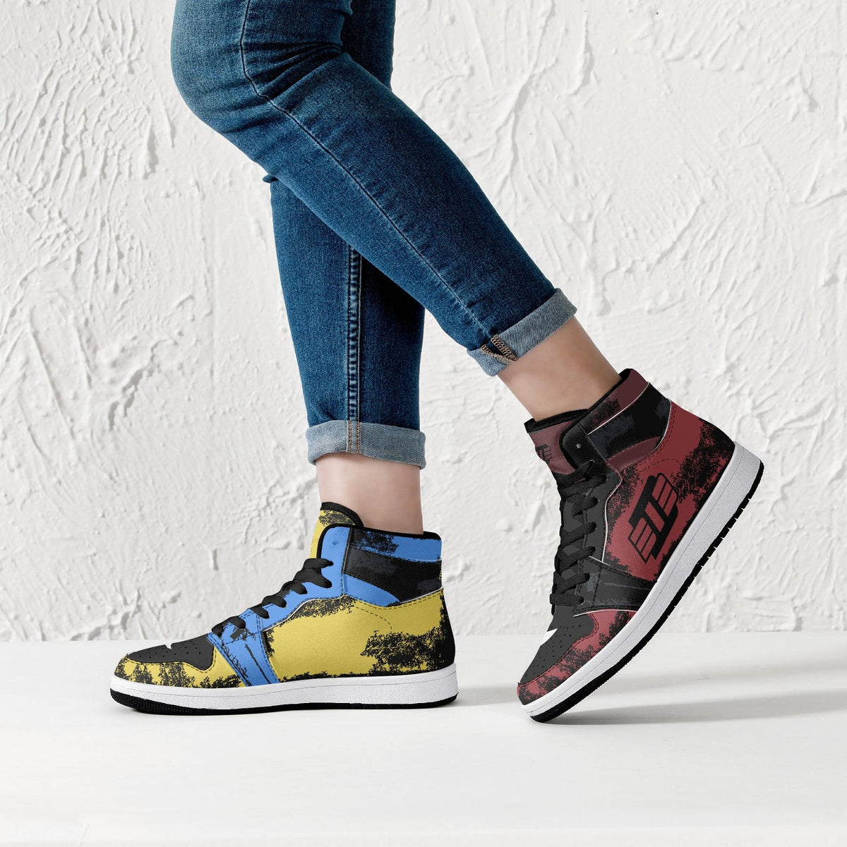 Deadpool and WolverineInspired High-Top Leather Sneakers - Black