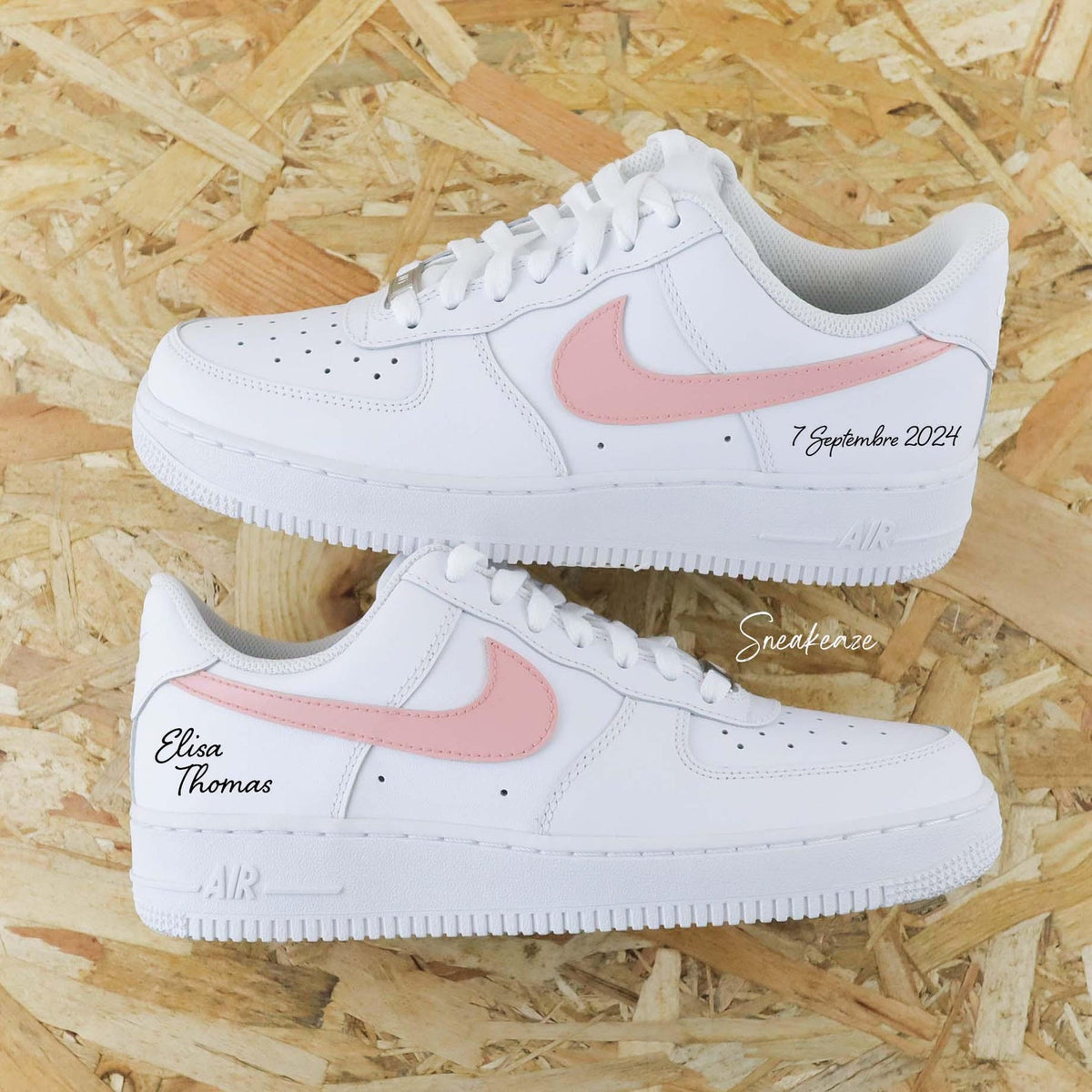 WEDDING - Hand-customized sneakers - Air Force 1 Custom - Wedding personalization with names and date, swoosh color of your choice, unisex